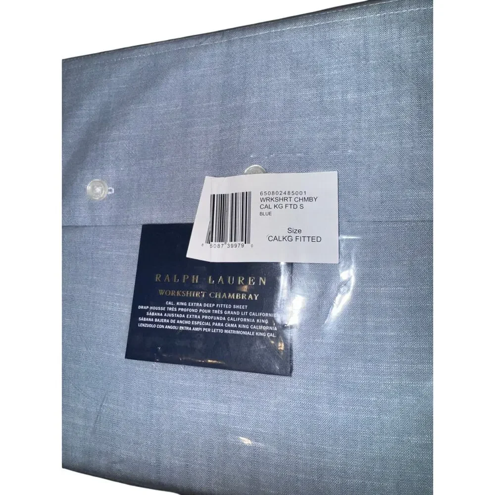 New Ralph Lauren California King Fitted Sheet Chambray Extra Deep Fall Old Money